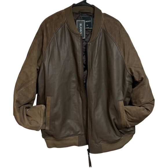 Revolve Blank NYC Lamb Skin Leather Bomber Jacket zip up coat Brown size XL $348